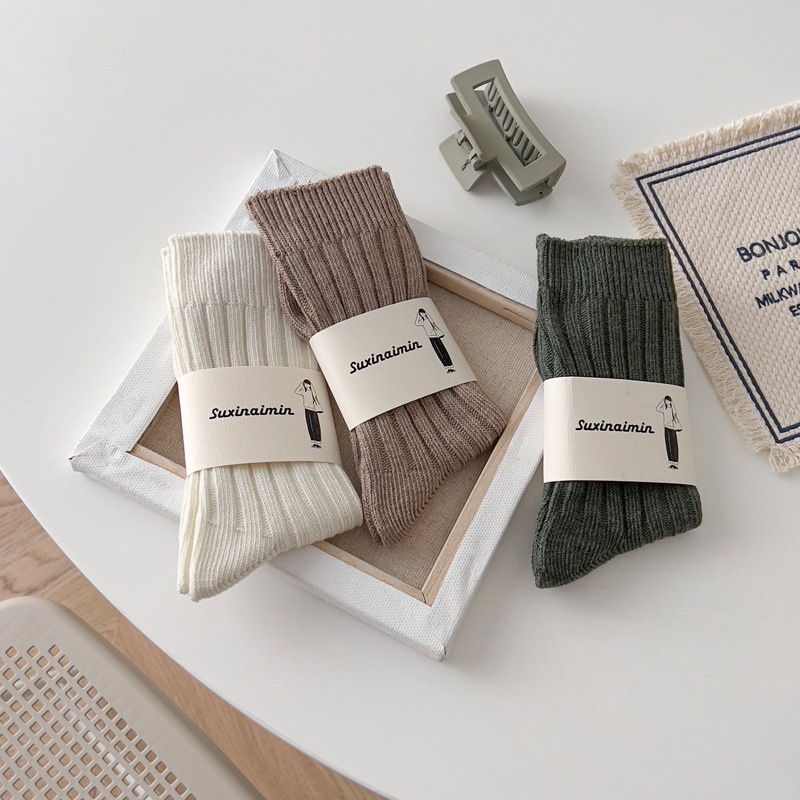 Đôi Vớ Cotton Dày Họa Tiết Sọc Dọc Phong Cách Harajuku Nhật Bản