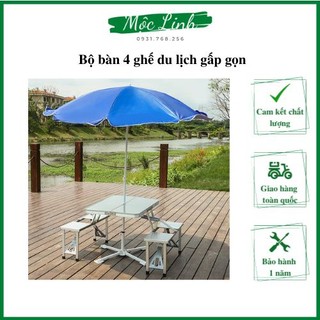 Bàn 4 ghế xếp nhôm liền dã ngoại ZX17403,10kg, 86 x 66 x 68cm - Bàn ghế gấp gọn