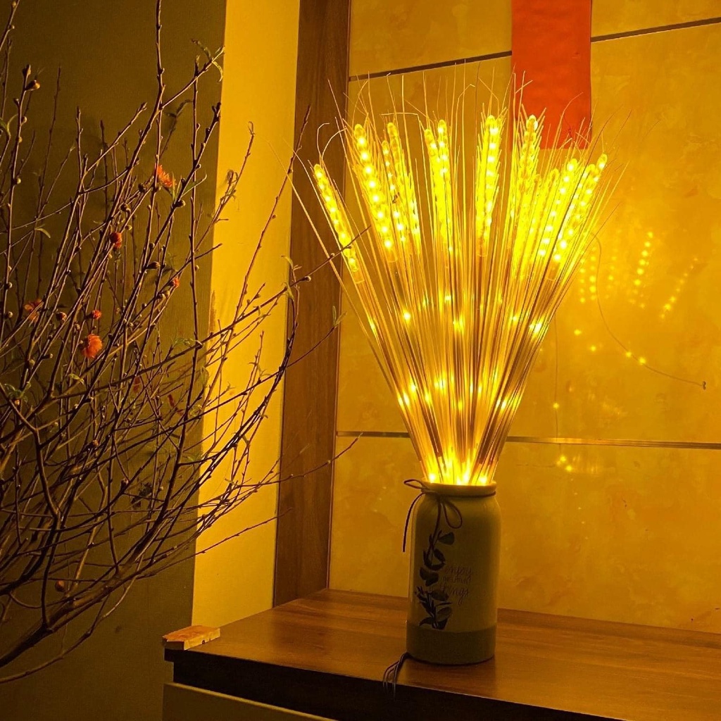 Đèn LED Hình Bông Lúa. Bó 10 Bông/ 15 Bông Màu Vàng Ấm. Có phích cắm sẵn