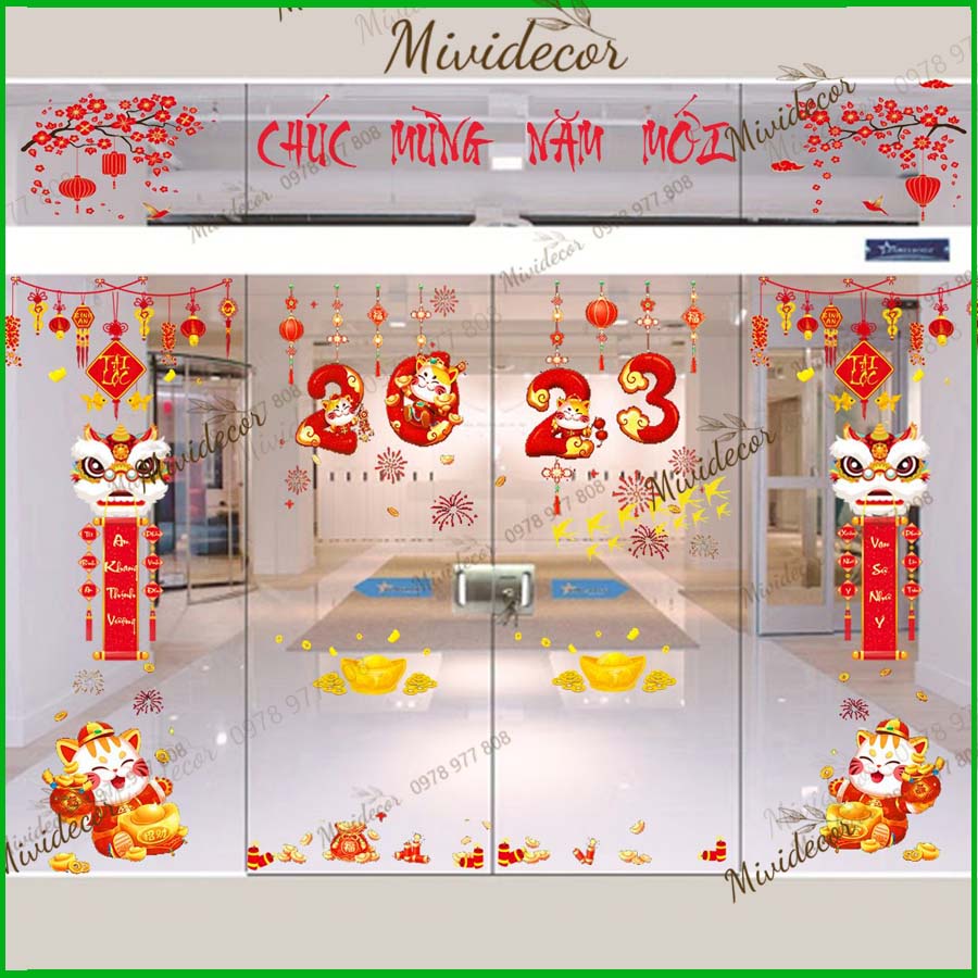 Decal dán kính tết 2024