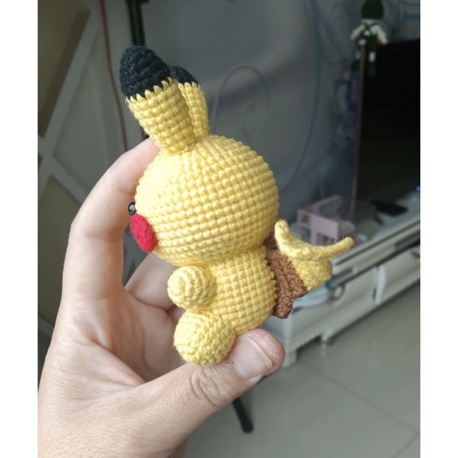 Móc Khoá Pikachu Nhồi Bông móc Bằng Len Làm Quà Tặng - Thú Bông Len Handmade Đan Móc Thủ Công Bằng Tay