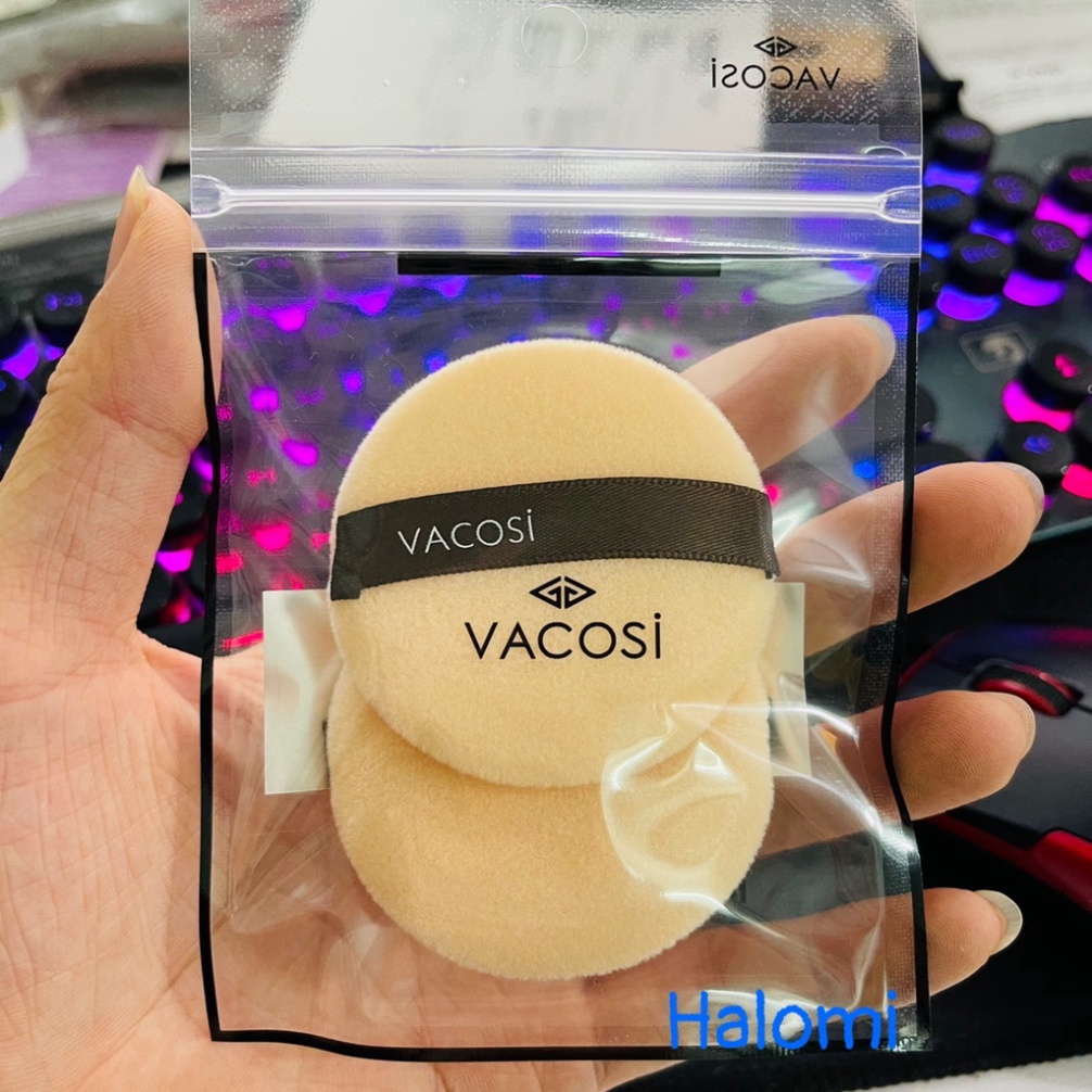 Bông phấn phủ Vacosi 2 chiếc siêu mềm mịn bám phấn, set 2 chiếc bông tán phấn VACOSI TRANCI