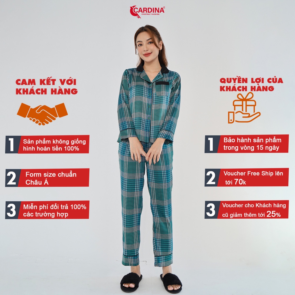 Đồ Bộ Nữ 𝐂𝐀𝐑𝐃𝐈𝐍𝐀 Pijama Chất Lụa Satin Nhật Cao Cấp Quần Dài Áo Tay Lỡ Họa Tiết 2Pi09