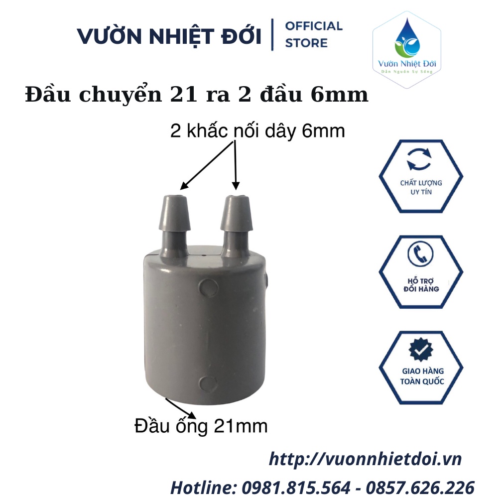 Bộ 10 đầu chuyển ống 21 (PVC) ra 2 đầu ống dây 6mm GÍA RẺ