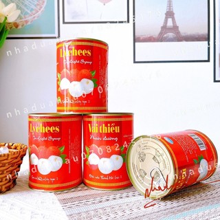 Một lon vải ngâm đường phèn Canfresh hàng công ty Việt Nam lon 565gam