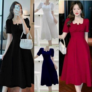 Đầm xoè xếp ly ngực cao cấp TẶNG KÈM HOA TAI THỜI TRANG