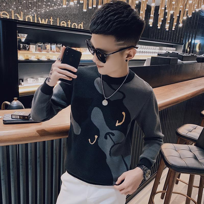Áo Sweater Dệt Kim Tay Dài Cổ Tròn Thời Trang Thu Đông Cho Nam Giới