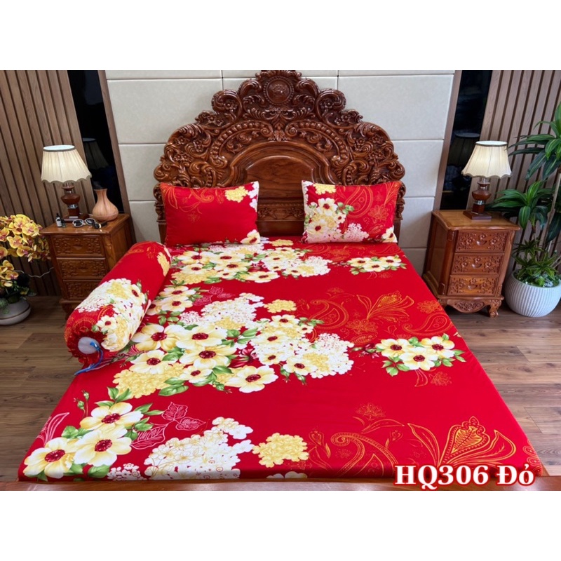 Bộ ga gối thun hàn quốc 3D Vạn Phát mẫu hoa xuân mới về mã HQ306 đủ màu