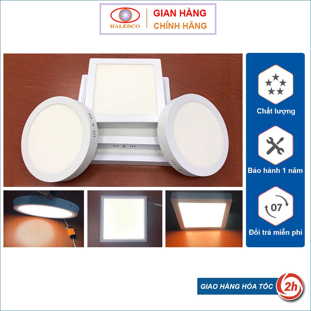 Đèn Ốp Trần Công Suất 6W, 12W, 18W, 24W Vuông Tròn Haledco - Đèn Ốp Trần Phòng Ngủ, Phòng Khách Bảo Hành 12 Tháng