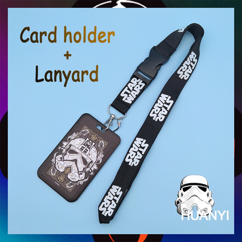 Dây Đeo Cổ Màu Đen + Ngăn Đựng Thẻ / Chìa Khóa / Điện Thoại Họa Tiết Star Wars