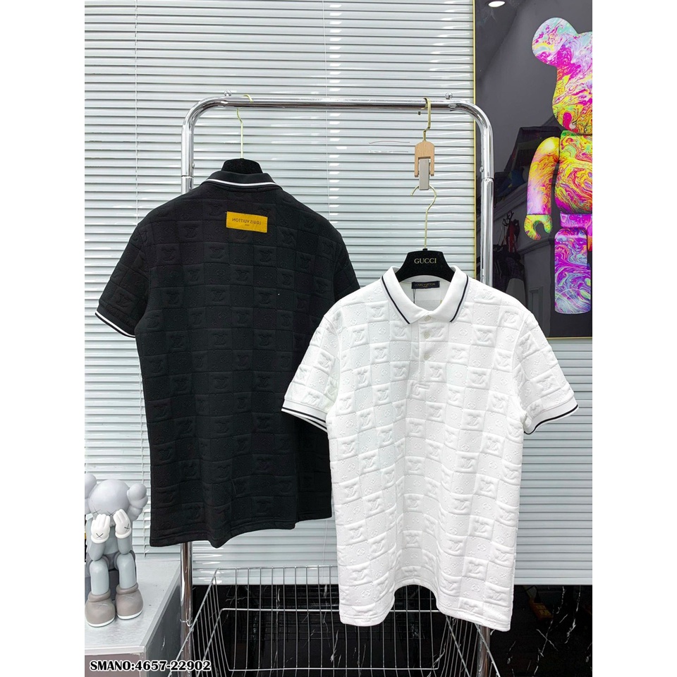 Áo PoLo Nam In Vân Nổi LV Cao Cấp Chất Liệu Cực dày dặn-Áo Thun Nam có cổ hot hit