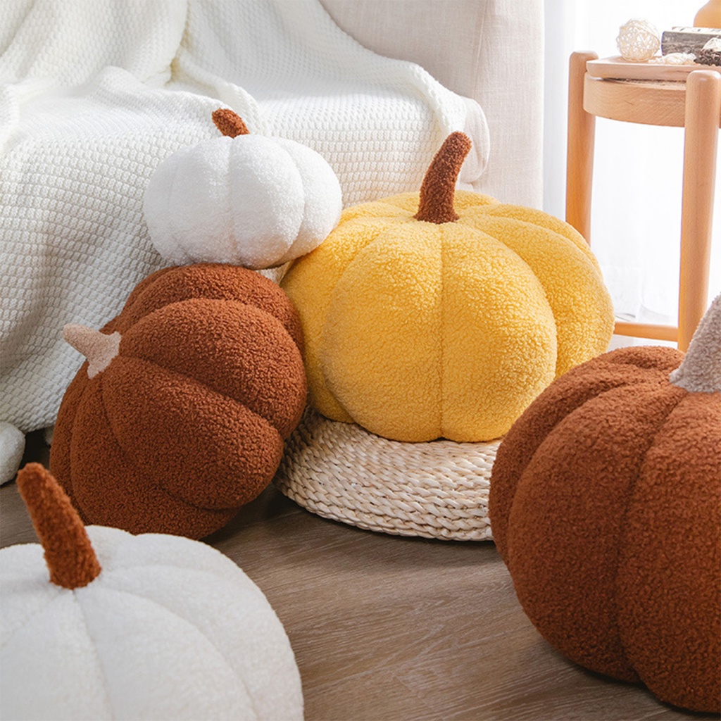 Gối Bông Bằng Cotton Lông Cừu PP Hình Quả Bí Ngô Trang Trí Halloween
