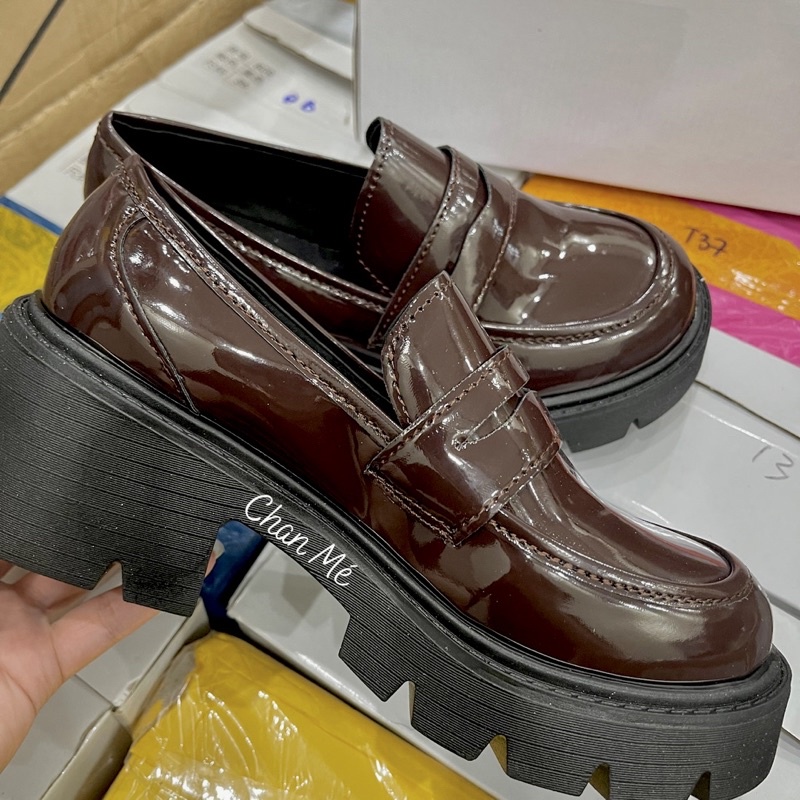 Giày Loafer đế cao 6cm  giày mũi tròn vintage Ulzzang Oxford Lolita nữ đế dày phong cách Anh Quốc Nhật Bản