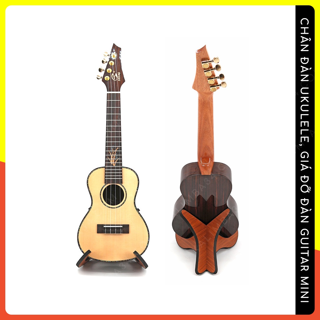 Giá đỡ đàn guitar mini, chân đàn ukulele bằng gỗ lắp ghép có đệm sốp chống trầy guitarlele nhỏ tiện dụng