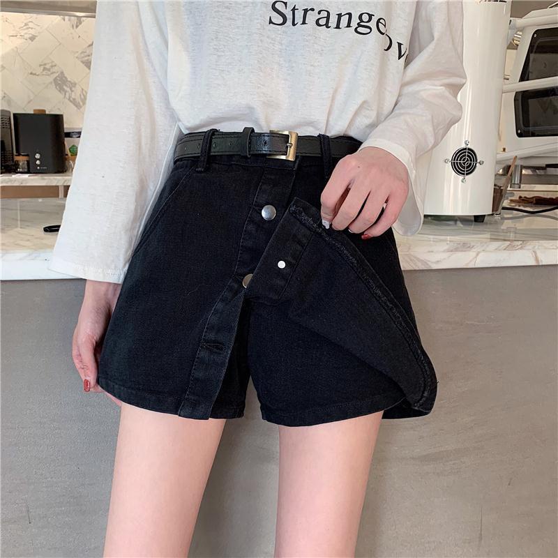 Jiashucheng Quần Short Denim Chữ a Lưng Cao Ống Rộng Phong Cách Hàn Quốc Thời Trang Xuân Hè Hàng Mới Dành Cho Bạn Nữ