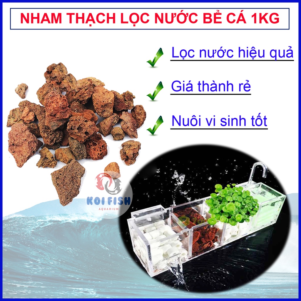 Đá nham thạch lọc nước bể cá túi 1kg (lọc nước hiệu quả, nuôi vi sinh tốt)