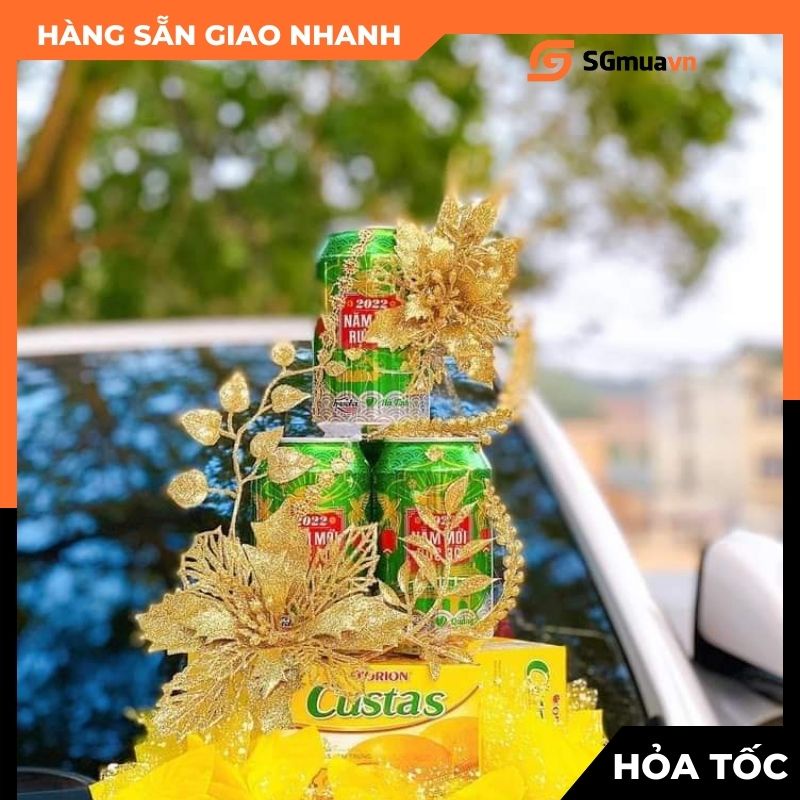 Cành sung nhũ kim tuyến trang trí Giáng Sinh Tháp Tài lộc Set mâm quả