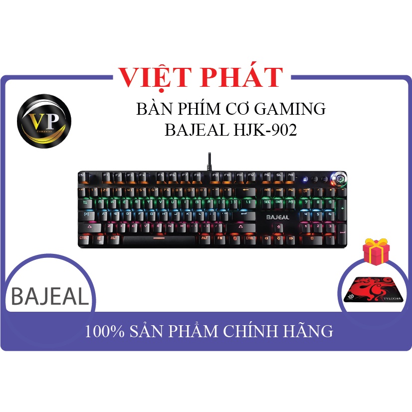 Bàn Phím Cơ Gaming BAJEAL HJK-902 ĐÈN LED NỔI BẬT + KM TẤM LÓT CHUỘT
