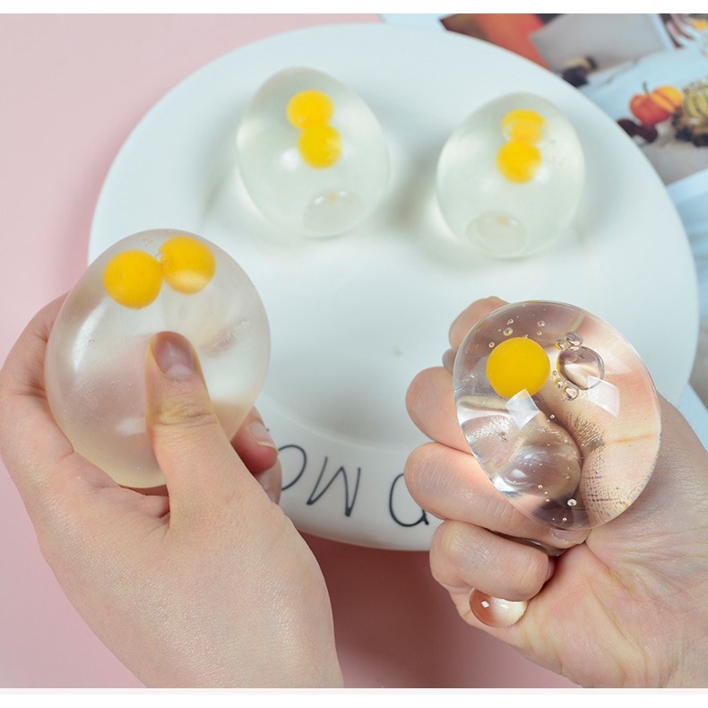 Quả Trứng Gà 2 lòng Squishy Đồ chơi bóp gudetama trút giận mochi xả stress