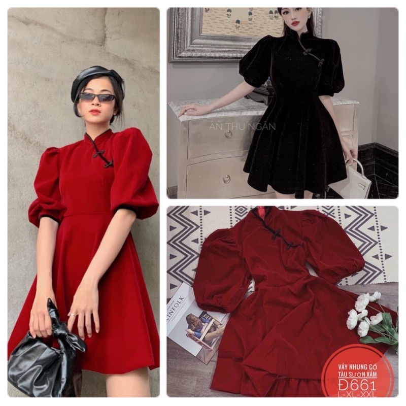 Đầm nhung cổ tàu bigsize_saigon(55-90kg)