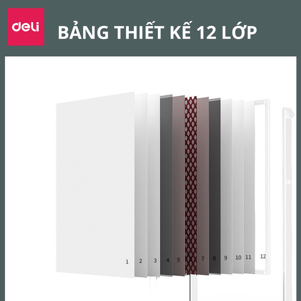 Bảng Từ Trắng Hai Mặt Xoay 360 Độ Có Chân Di Động Chữ H Điều Chỉnh Cao Thấp Kèm Bút Lau Bảng Nam Châm Deli .