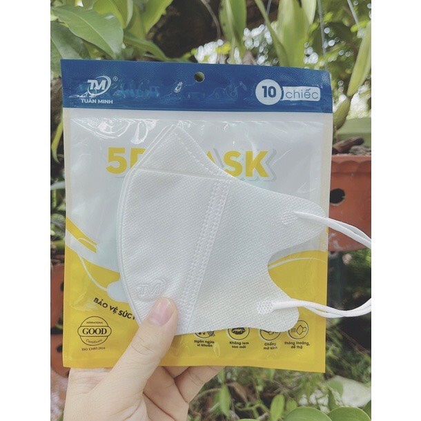 1 Thùng 10 gói  Khẩu trang 5D Tuấn Minh mẫu mới