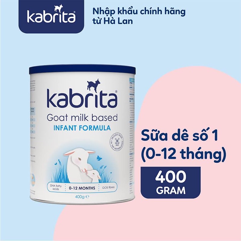 Sữa dê Kabrita số 1, Sữa dành cho bé từ 0-12 tháng tuổi, Lon 400g