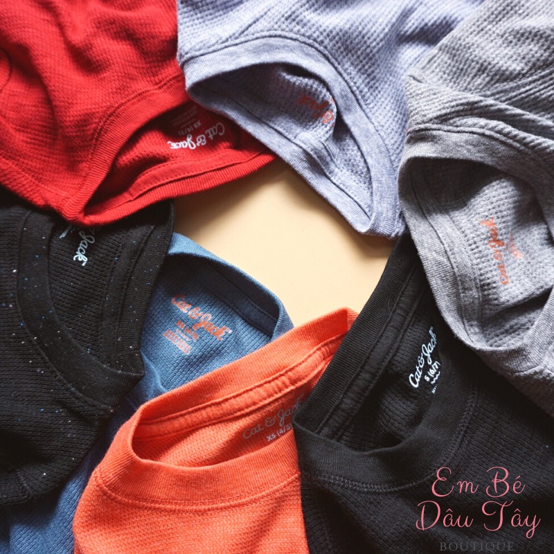 Áo thun dài tay bé trai 15-50kg, chất thun tổ ong xịn đẹp C&J VNXK. Áo thu đông bé trai. Áo tổ ong cho bé