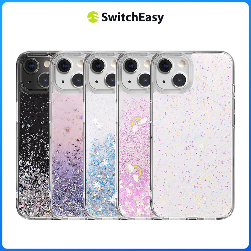 Vỏ nhựa 3D Glitter SwitchEasy Starfield cho iPhone 13 13 Pro 13 Pro Max 2021 Trong suốt sáng bóng Bling Mặt sau cứng Bảo vệ cấp quân sự & Chống xước
