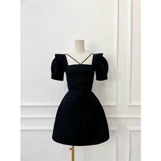 Đầm nữ dáng xoè tay kiểu dây cổ yếm hiện đại thanh lịch Mụp Store