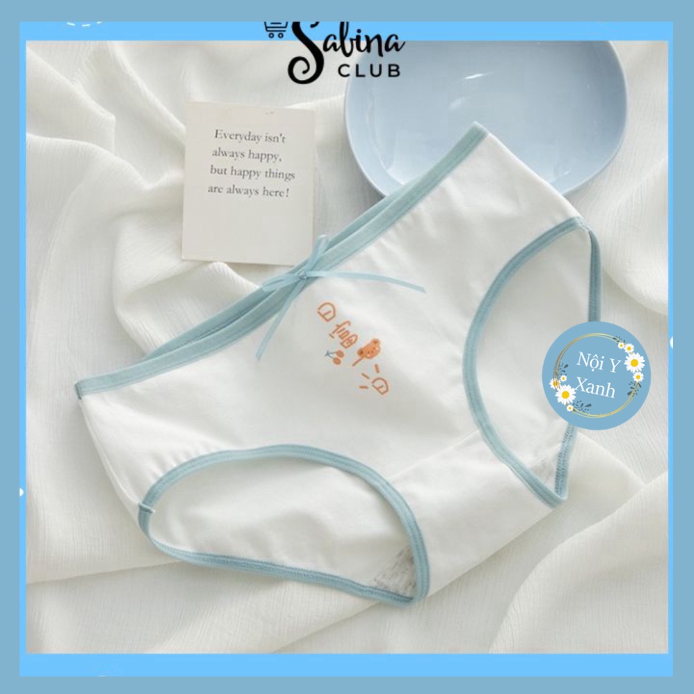 Quần Lót Nữ Cotton Trơn Hoạt Tiết Siêu Dễ Thương QL1 nội y xanh, chất đẹp, deal tốt