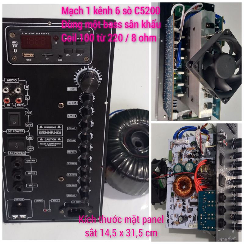 mạch 6 sò đại C5200 đánh bass sân khấu coil 100