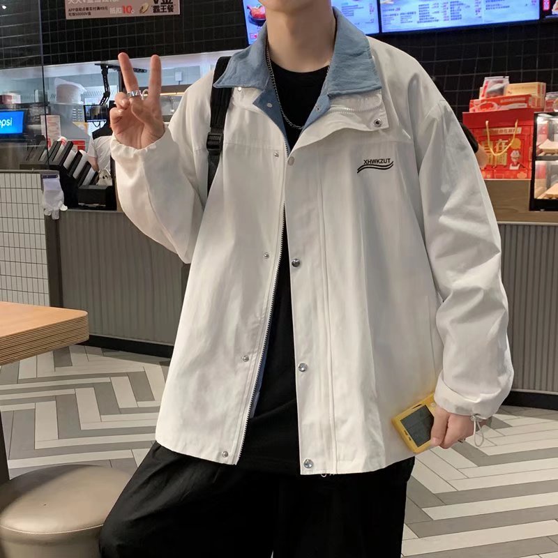 Áo Khoác Giả Hai Lớp Dáng Rộng Thời Trang Retro Nhật Bản Cá Tính Cho Nam