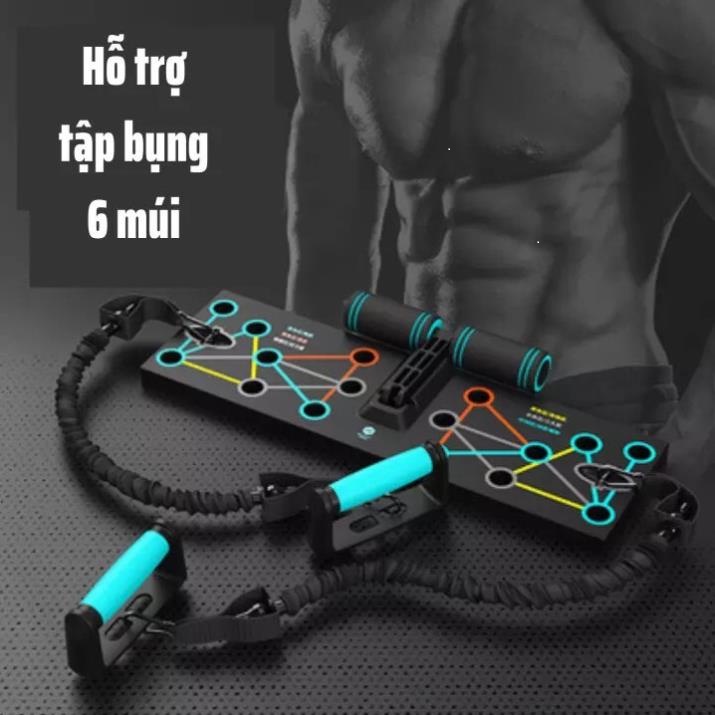 Bộ bàn tập chống đẩy tập gym 3 trong 1 kiểu dáng mới, bộ dụng cụ hít đất, bảng tập chống đẩy (Gập Bụng + Dây Kéo Tay)