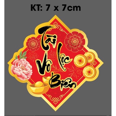 100 Tem Dán Tết, Nhãn dán Tài Lộc Vô Biên- 7cm