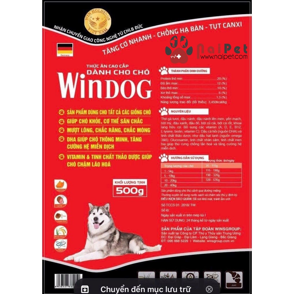 Thức Ăn Hạt Cao Cấp Cho Chó Lớn Windog