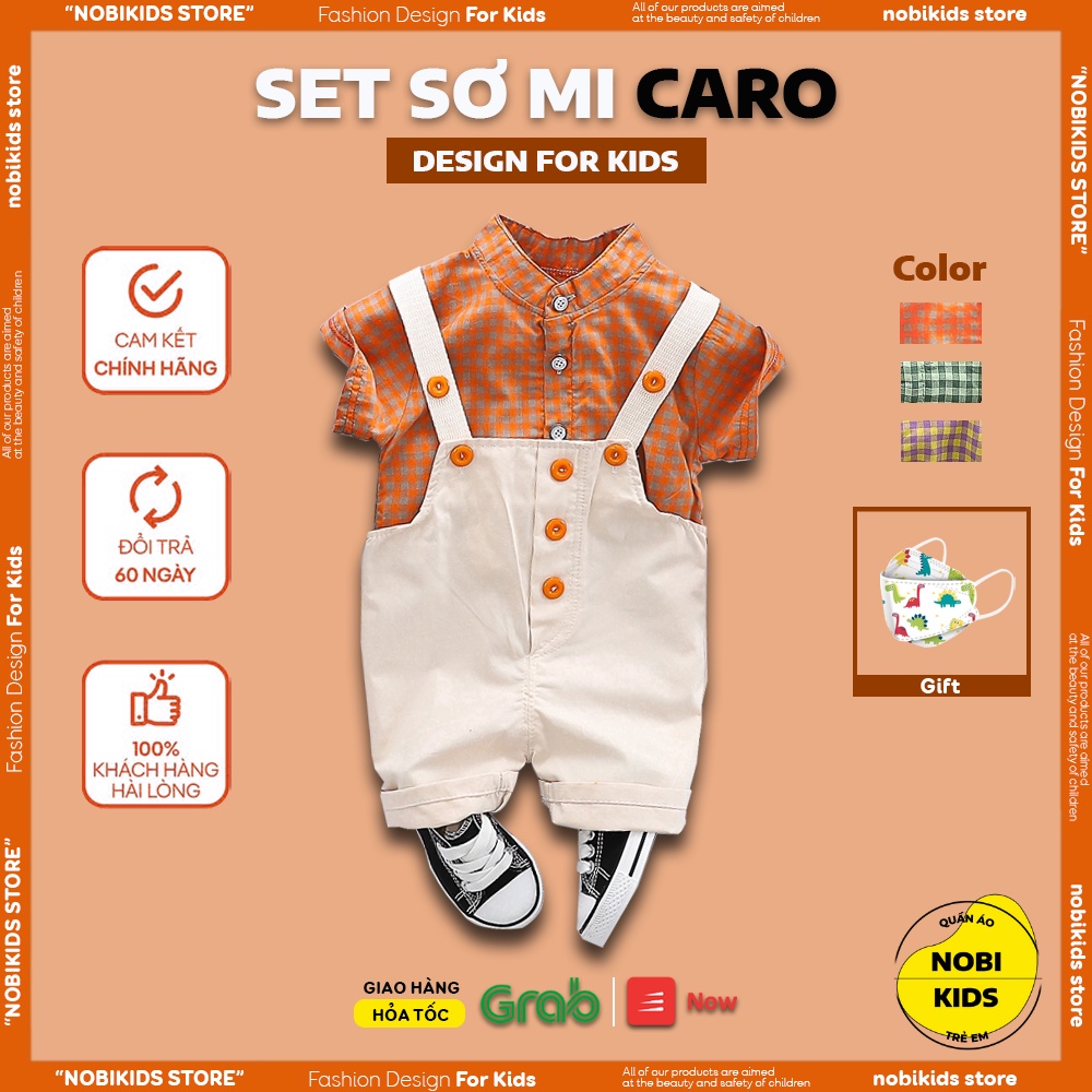 Bộ áo sơ mi kẻ sọc ngắn tay + quần yếm phong cách mua hè Hàn Quốc dành cho bé trai/gái 0-5 tuổi