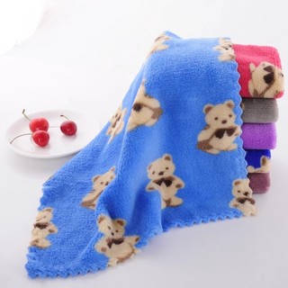 Combo 5 khăn vuông lau mặt lông cừu in hình gấu bông, khăn 30x30cm siêu mềm thấm rút nước