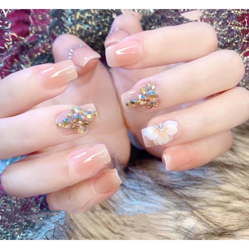 Móng Tay Giả Đính Đá QQ Nail Box 24 Móng Giả Đính Đá Cao Cấp