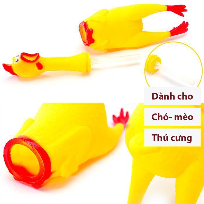 Orgo- Con gà Trung Ruồi, gà nhựa bóp kêu (3 size) Gà La hét Đồ chơi cho chó mèo