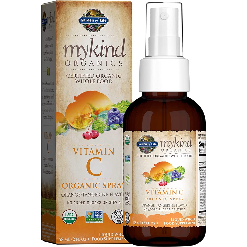 CHAI XỊT VITAMIN C CHO NGƯỜI LỚN & TRẺ TRÊN 4 TUỔI Garden of Life, Amla - mykind Organic Whole Food, Spray, 58ml (2 oz)