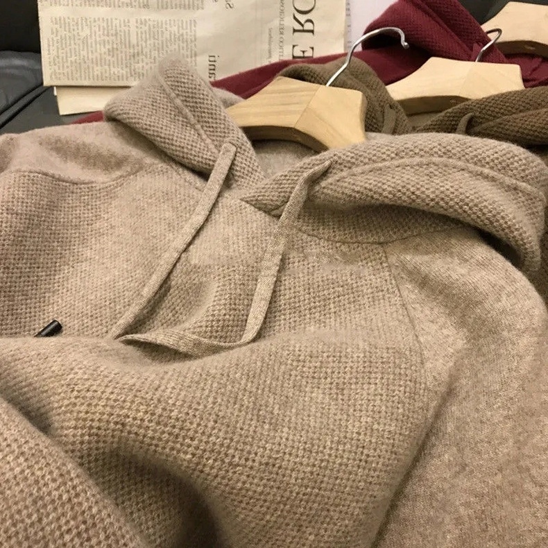 Áo Hoodie Dệt Kim Dày Dặn Dáng Rộng Phong Cách Hàn Quốc Thời Trang Thu Đông Mới Cho Nam