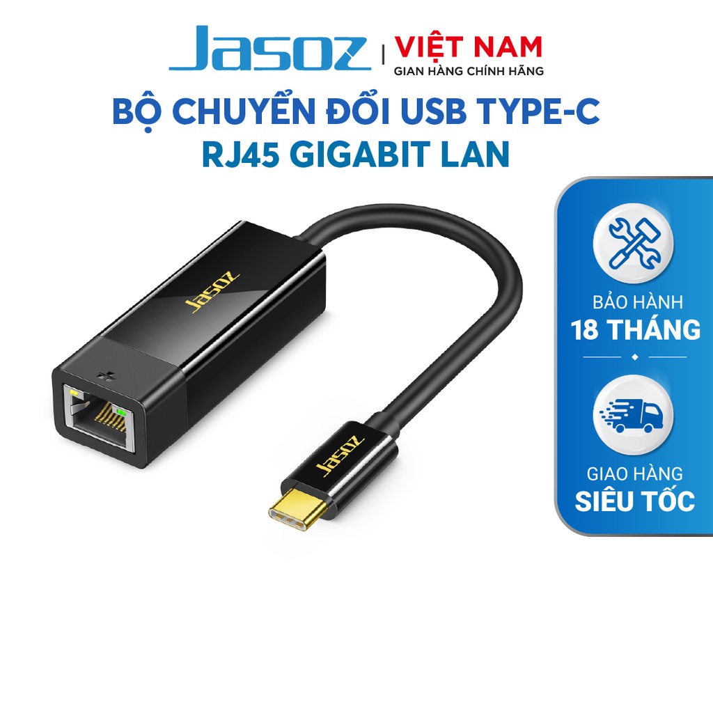 Bộ Chuyển Đổi Mạng USB Type-C Sang RJ45 Gigabit LAN JASOZ F107 - Hàng chính hãng - Bảo hành 18 tháng.