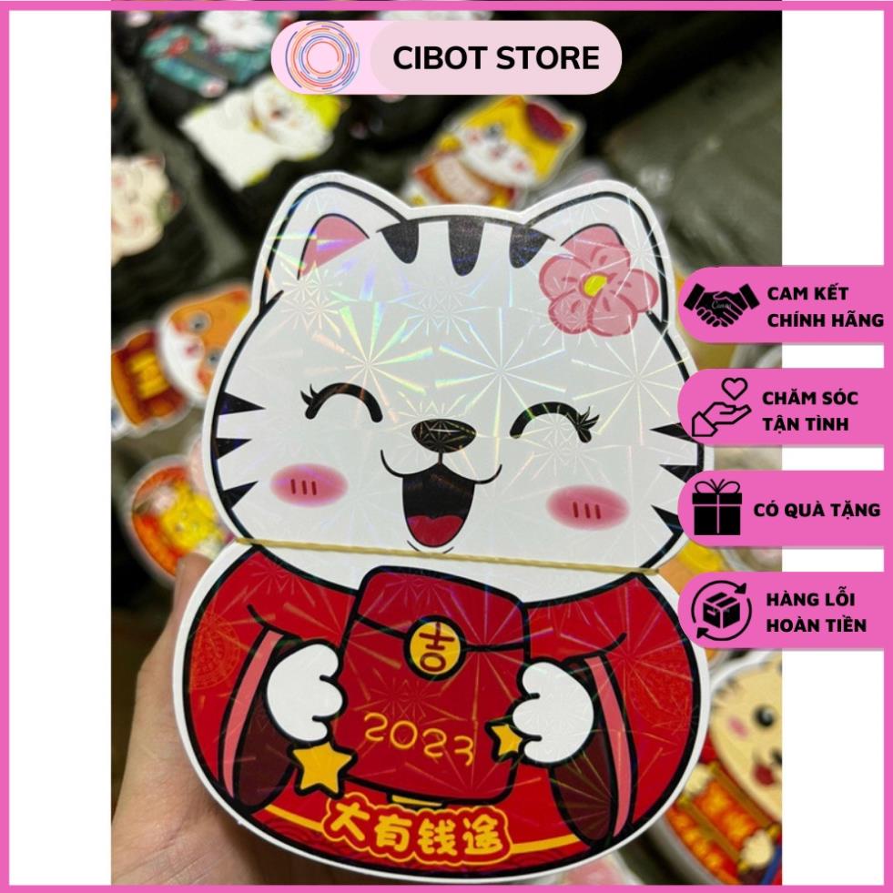 Bao Lì Xì Mèo Chibi Phản Quang Tết 2023 Cực Cute, Ngẫu Nhiên Không Trùng