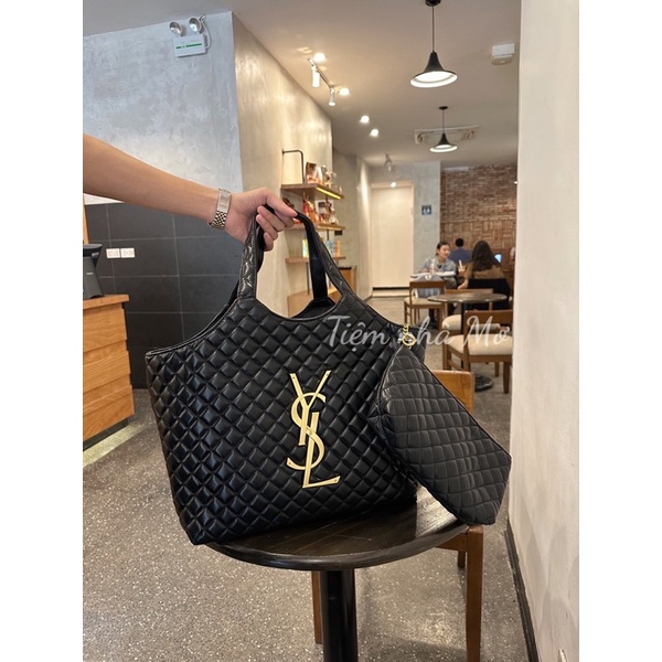 Túi Ys.L trần trám bigsize chất da dày mịn kèm ví cùng loại, tag logo to chuẩn xịn, bigsize 35x38cm