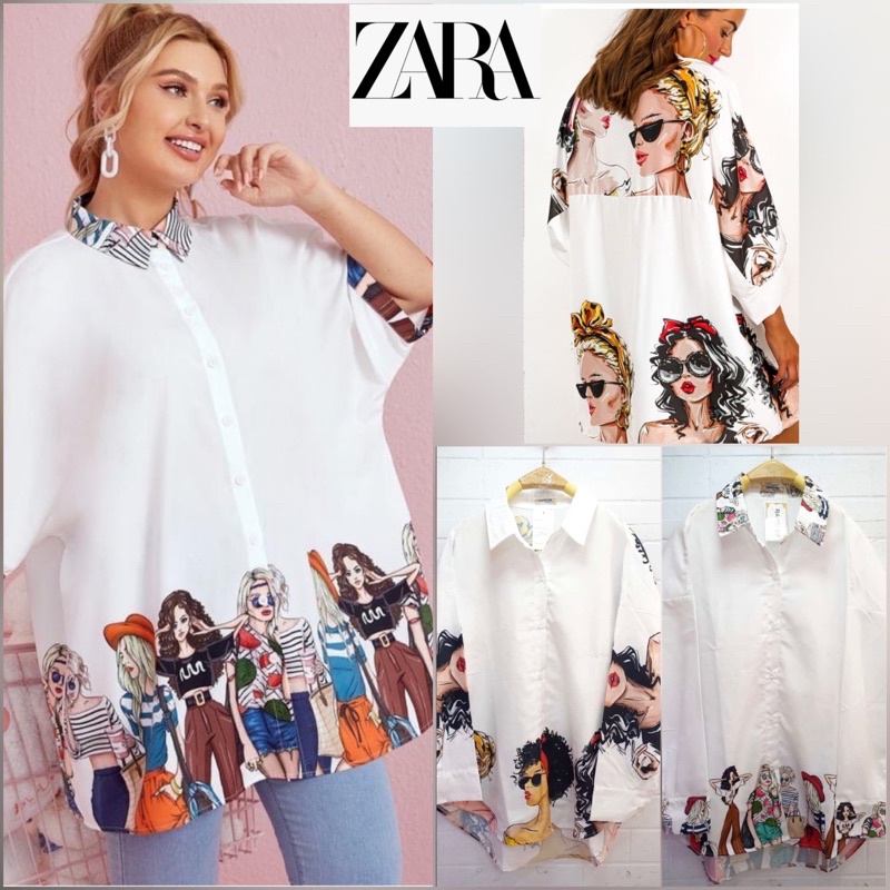 Tataos BANGKOK LADY Áo Sơ Mi COTTON OVERSIZE In Nhãn Dán Cổ Điển Nhập Khẩu POPLIN STRECH Im