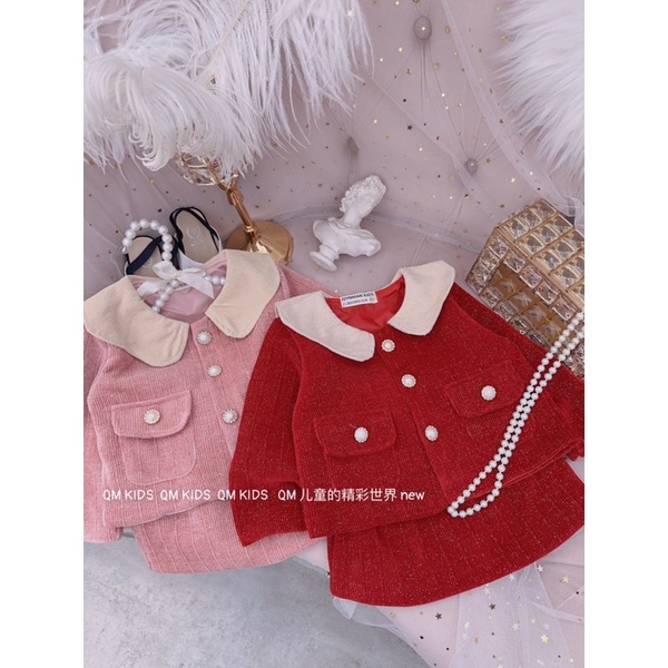 Set váy nhung kim tuyến cao cấp cho bé gái