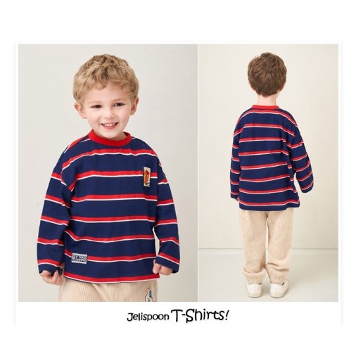 Áo thun kẻ bé trai logo kèn ngực Jelis. HA4234