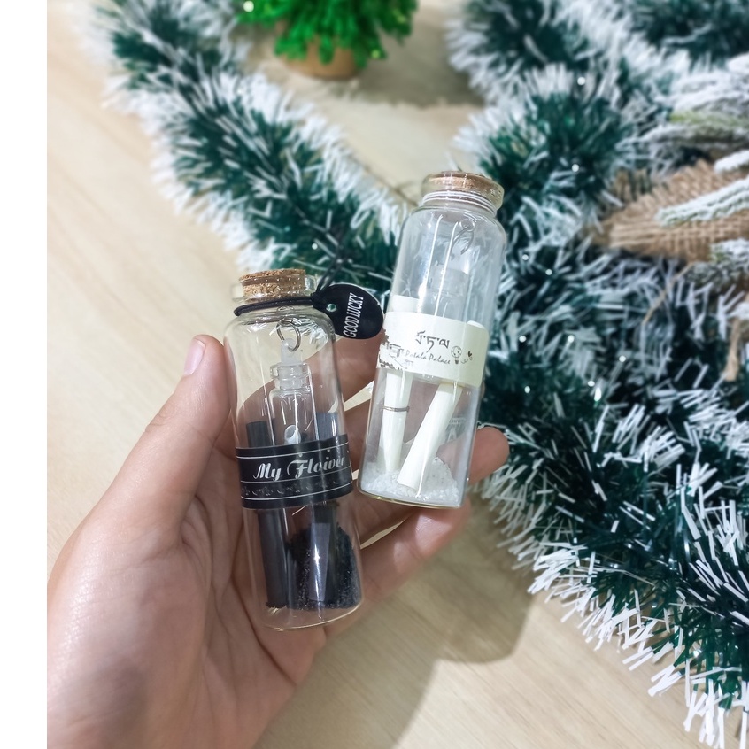 Lọ thủy tinh ước nguyện may mắn 02 màu đen trắng nhỏ phong cách vintage, quà tặng ý nghĩa - LOUOC48-2