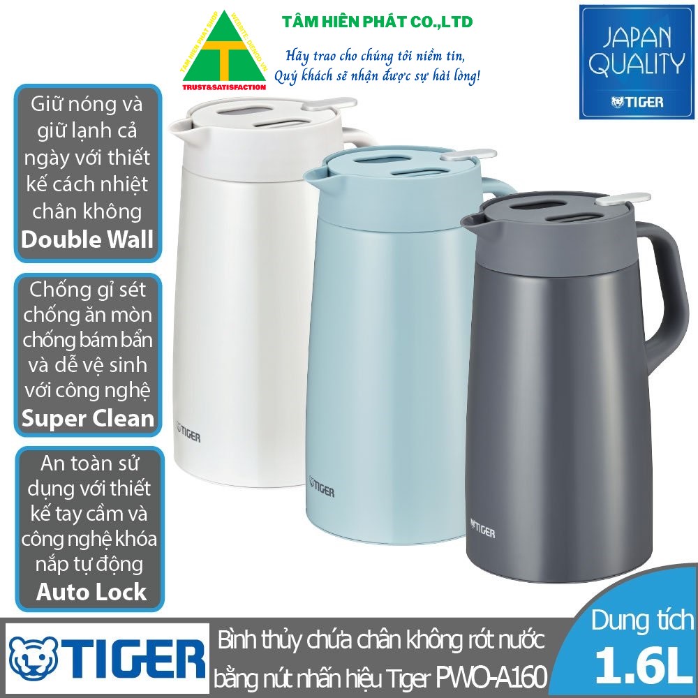 Bình thủy chứa ruột chân không Tiger PWO-A160 (1.6L) - Hàng chính hãng - BH 12 THÁNG